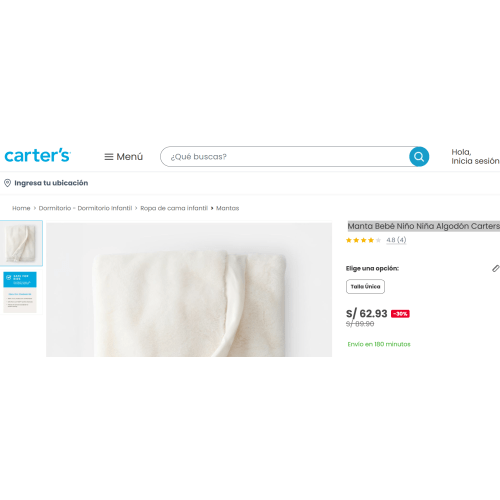 Manta Bebé Niño Niña Algodón Carters