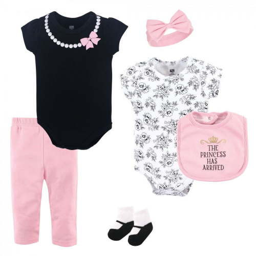 Hudson Baby Infant Girl Cotton Layette Set, Princess, 0-3 Months