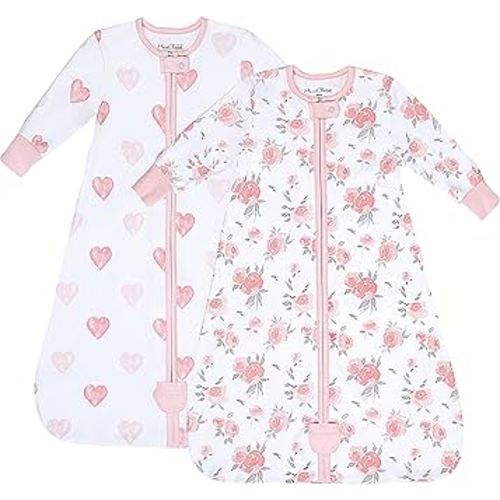 Mama Cheetah Baby Sleep Sack with Sleeves, 0.5 TOG Organic Cotton Wearable Blanket and Two-Way Zipper, Swaddle Transition Long Sleeve Sleeping Bag for Newborn Infant Toddler, 6-12 Months