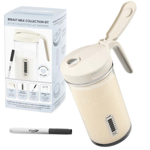 Masontops Breast Milk Storage Kit | 24 oz Glass Mason Jar with Lid & Thermometer - Masontops.com