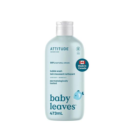 ATTITUDE Bubble Bath and Body Wash for Baby, Made in Canada, EWG Verified, Dermatologically Tested, Plant- and Mineral-Based Ingredients, Vegan and Cruelty-free, Good Night, 473 mL