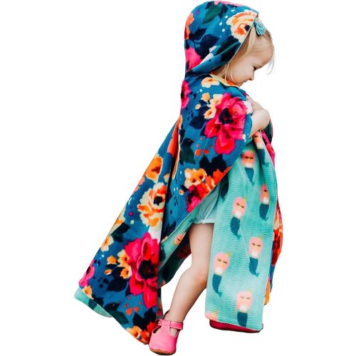 Birdy Boutique Car Seat Poncho for Kids – Safe to Use Over Seat Belts – Reversible Warm and Cozy Blanket – Easy on Easy Off and Doesn’t Impact Car Seat Performance – Mermaid Floral – One Size