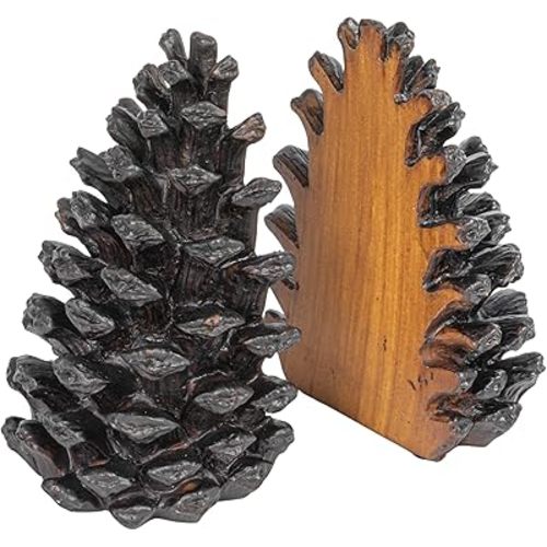 Creative Co-Op Pinecone Shaped Resin Bookends (Set of 2 Pieces)