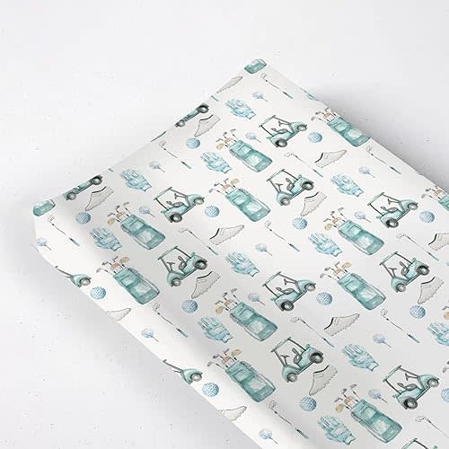 Watercolor Golf Sports Balls Gloves Shoes Pattern Baby Changing Pad Cover, Unisex Golf Theme Nursery Diaper Changing Table Pad Mat Sheet for Boys Girls-16x32
