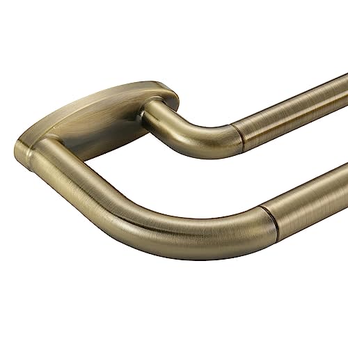 Double Curtain Rods Antique Bronze,Room Darkening Drapery Rod for 48-84 Inches,Adjustable 3/4 Inches Front and 5/8 Inches Back Quality Metal Rod for Window,Wrap Around Design