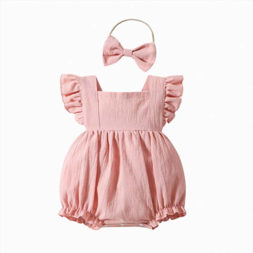 NIEWTR Newborn Baby Girl Clothes Floral Romper Lace/Ruffles Sleeve Romper Dress Summer Outfit Baby Bodysuit Infant Clothes(Red,0-3 Months)