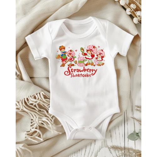 Strawberry Cake Baby Romper: Kawaii Coquette Infant Outfit