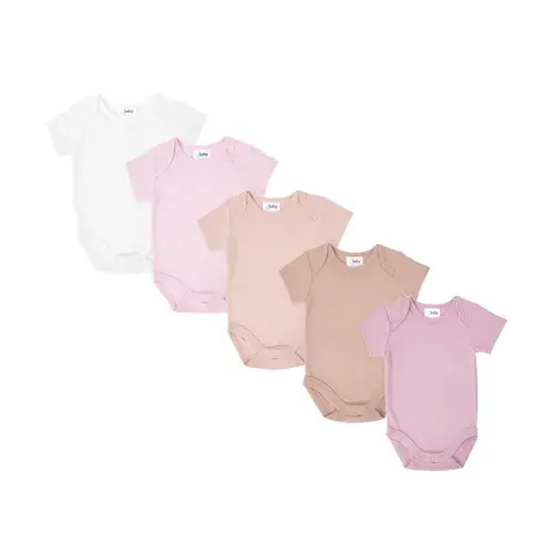 4Baby 5 Pack Bodysuit Short Sleeve Pink Multi | Baby Bunting AU