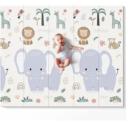 79x71 Extra Large Baby Play Mat for Floor, Foldable Foam Playmat for Babies 0-12 Months & Kids, Non-Toxic Waterproof Baby Mat for Floor, Thick Playpen Mat for Tummy Time Crawling