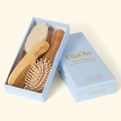 EllaOla 3-Piece Baby Bamboo Brush & Comb Set