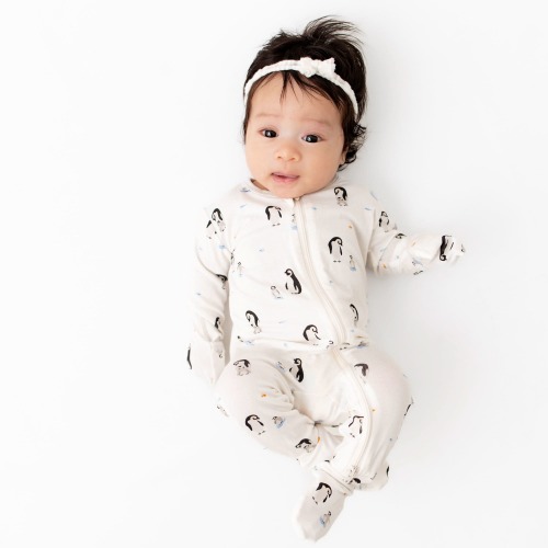 Baby Footie Pajamas Zip-Up, Penguin, Unisex | Bamboo Little