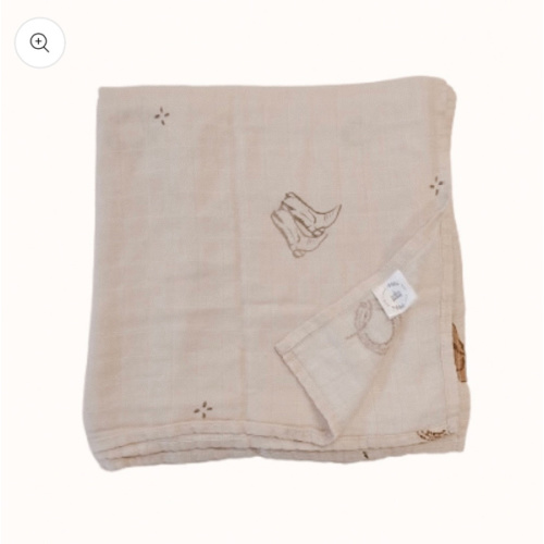 Vintage Cowboy- Bamboo Cotton Muslin Swaddle