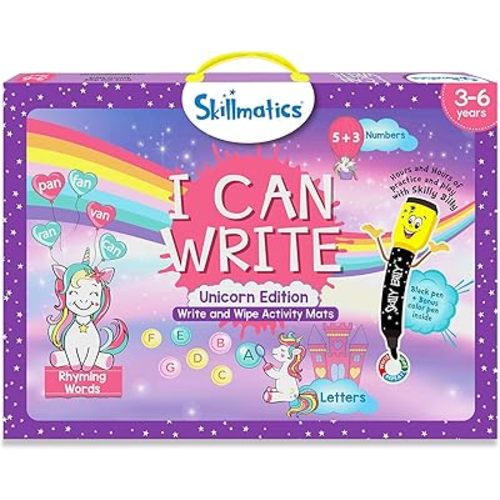 Skillmatics I Can Write Unicorns - Reusable Preschool Learning Activities, Educational Toy and Game, Back to School Supplies, Gifts for Students, Kids, Toddlers Ages 3, 4, 5, 6