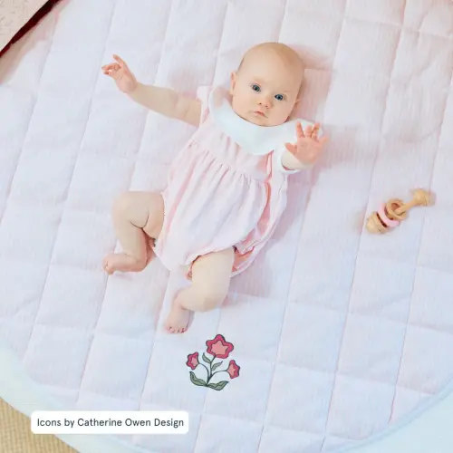 Tummy Time Mat- Flower on Pink Mat