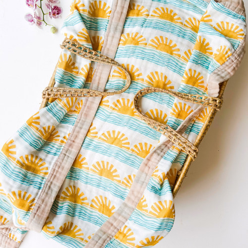 Sun + Wave Sand Trim – Limited Release Organic Baby Blanket | Coca + B – Coca + B.