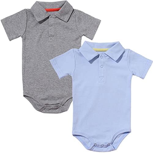 Jimonda Baby Boy Girl Collared Bodysuit,Polo Short Sleeve Romper, Pure Color Baby Clothes,Organic Cotton …