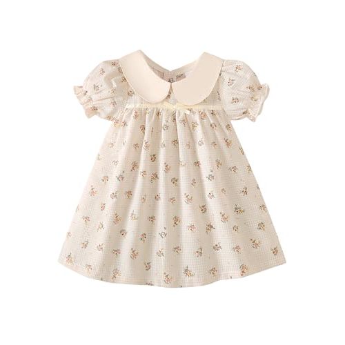 Kucnuzki Baby Girl Clothes Cute Spring Summer Sun Dresses Toddler Casual Puff Sleeve Floral Dress Girls Summer Outfits