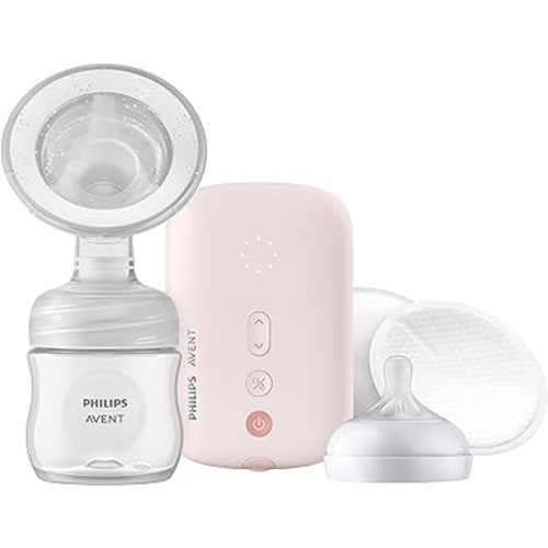Philips AVENT Single Electric Breast Pump Advanced with Natural Motion Technology, SCF391/62, Pump Light Pink, Bottle Clear