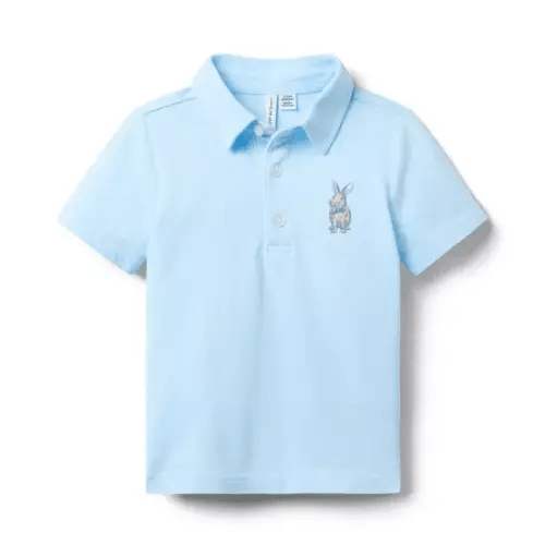 Boy Breezy Blue Heather Bunny Pique Polo by Janie and Jack