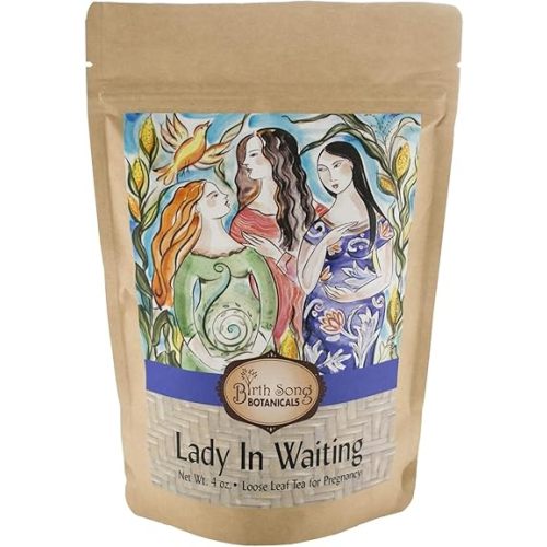 Birth Song Botanicals Lady in Waiting Pregnancy Tea – Organic Red Raspberry Leaf Tea for Third Trimester Support, Pregnancy Nausea Support, Birth Prep, and Postpartum Nourishment, 30 Servings