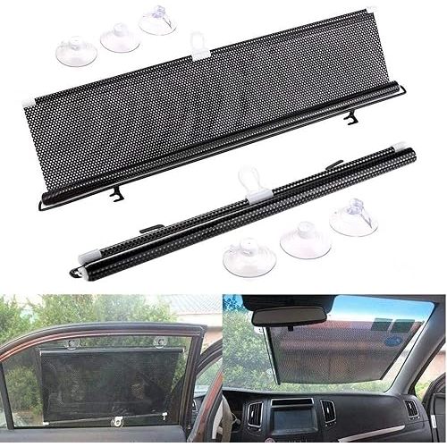 Car Roller Sunshade Retractable Car Window Shade for Side Window to Blocks Harmful Sun Glare and Heat, Universal Fits Most Cars, Trucks, SUVs, Vans or RVs(2 Pack)