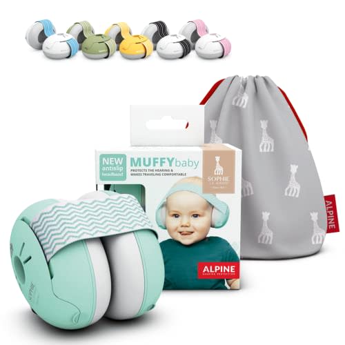 Alpine Muffy Baby Ear Protection for Babies and Toddlers up to 36 Months - CE & ANSI Certified - Comfortable Baby Headphones Against Hearing Damage & Improves Sleep - Official Sophie La Girafe Edition