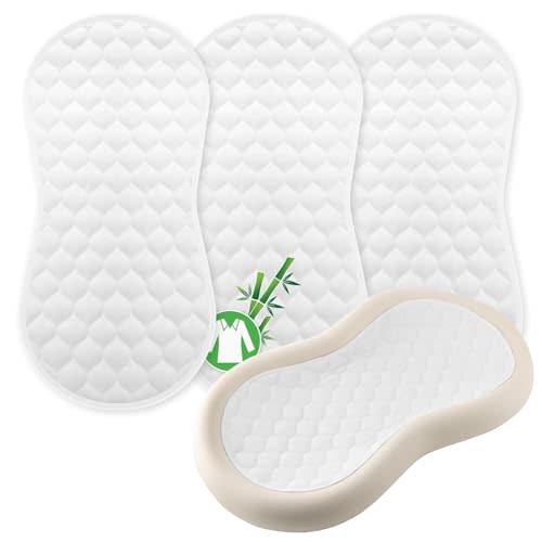 Organic Quilted Thicker Baby Changing Pad Liners 3 Pack Waterproof, Soft & Warm On Baby's Back, Absorbent, Non-Slip, Machine Washable Reusable Diaper Change Mats Liners Fits Peanut Changing Table Pads