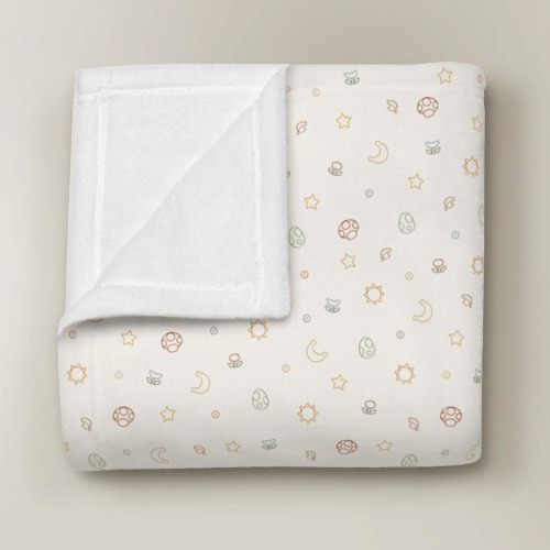 Stars and Mushrooms Velveteen Plush Baby Blanket