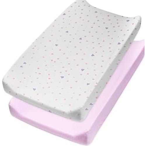 HonestBaby Organic Cotton Changing Pad Covers (Set of Two), Love Dot, One Size