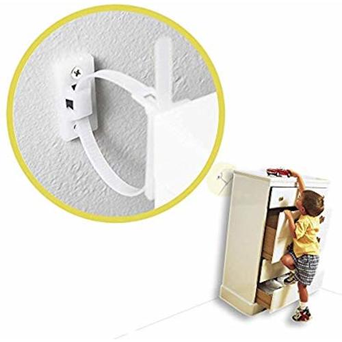 Furniture Straps (10 Pack) Baby Proofing Anti Tip Furniture Anchors Kit, Cabinet Wall Anchors Protect Toddler and Pet from Falling Furniture, Adjustable Child Safety Straps Earthquake Resistant