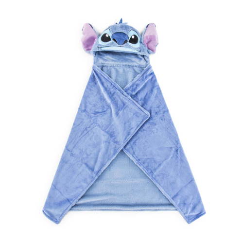Stitch Kids Hooded Silk Touch Throw Blanket, Polyester Faux Fur, Blue, Disney, 54" x 40"