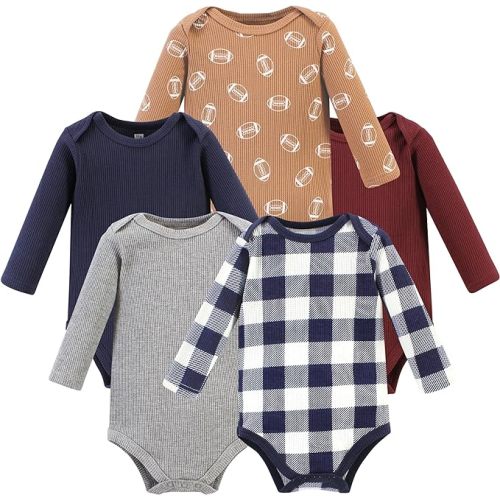 Hudson Baby Unisex Baby Thermal Long Sleeve Bodysuits, Snowflake