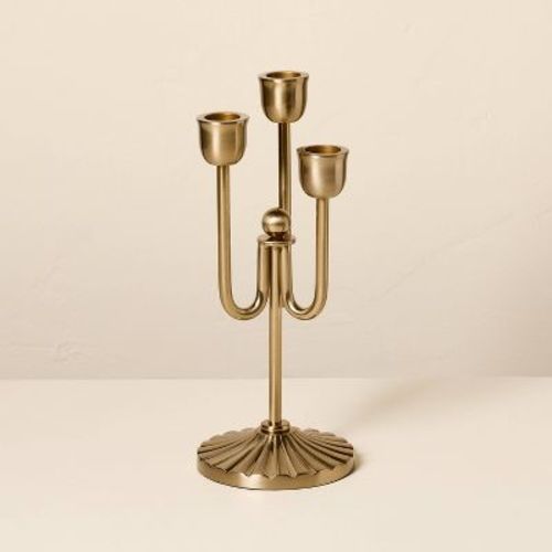 3ct 9.5"x4" Brass Taper Candelabra - Hearth & Hand™ with Magnolia
