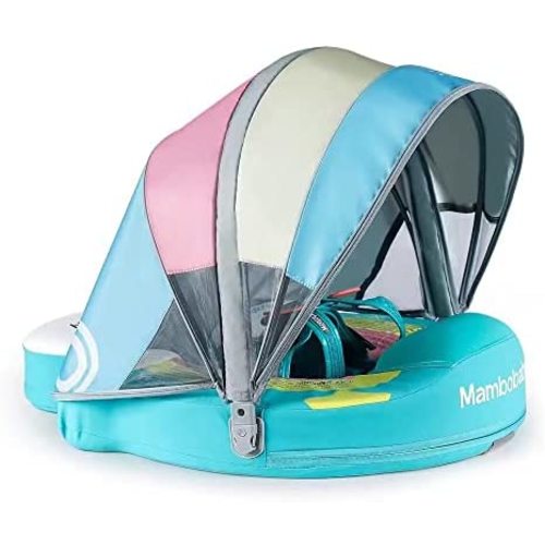 Upgraded Baby Pool Float Mambobaby Swim Float Non-Inflatable Baby Floats with Canopy for 3-24 Months Float for Infant Swim Ring