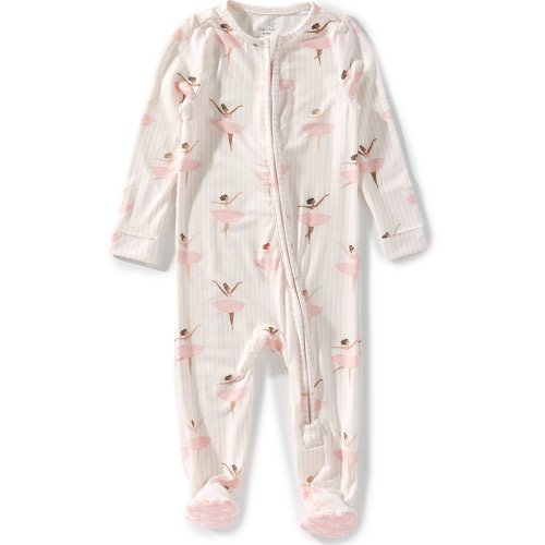 Copper Pearl Baby Girls Long Sleeve Allover Print Katerina Zip-Up Footie