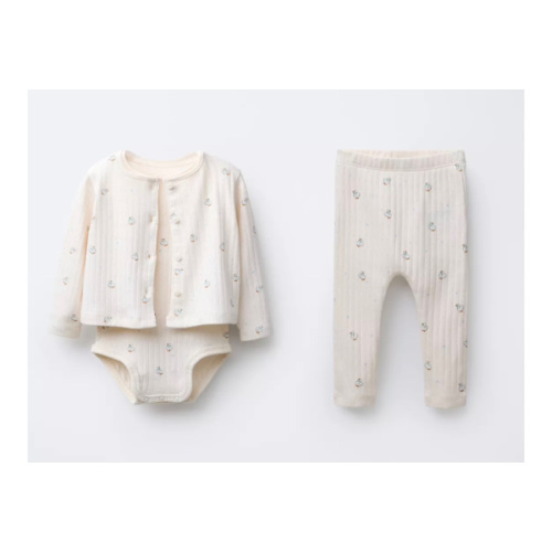 GOOSE PRINT CARDIGAN, BODYSUIT AND LEGGING SET - Light beige | ZARA United States