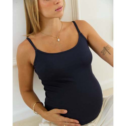 Soft Ribbed Nursing Tank - True Navy