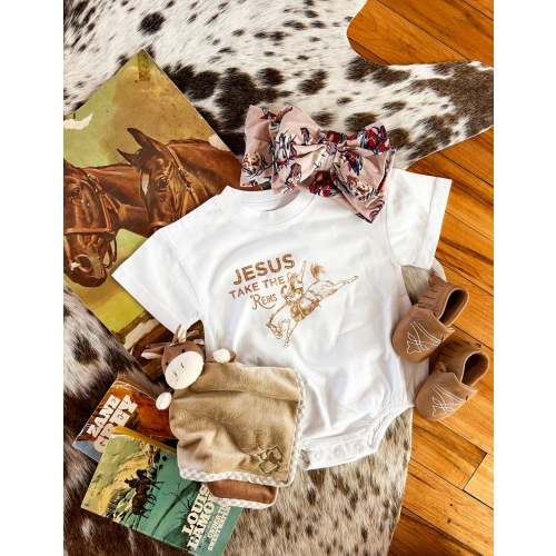 Jesus Take The Reins Bubble Romper(Short Sleeve) 0-3 months