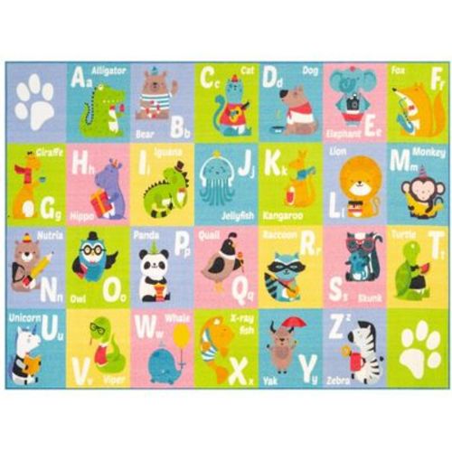 KC CUBS Boy & Girl Kids ABC Alphabet Animal Educational Learning & Fun Game Play Area Non Slip Nursery Bedroom Classroom Rug Carpet, 5' 3" x 6' 6"