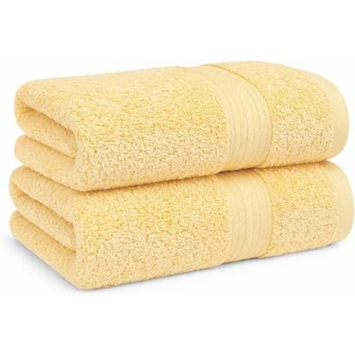 100% Cotton Hand Towels 18x28 Inches, 600 GSM, Soft & Absorbent, Set of 2, Yellow