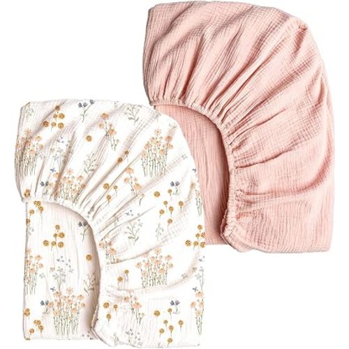 Muslin Crib Sheets, Wildflower, 2 Pack