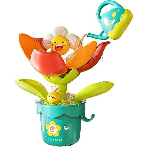 Sprinkler Sunflower Bath Toy, Baby Watering Flowering Toy for Boys and Girls, BPA-Free Tub Water Play Set with Watering Can & Suction Cup, Montessori Bathroom Gift
