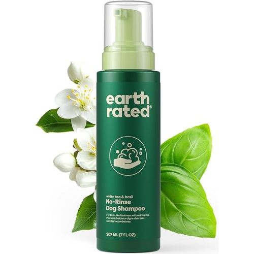 Earth Rated Waterless Dog Shampoo & Conditioner, Convenient No-Rinse Wash for Cleaning, Conditioning & Detangling, for All Coat Types, Refreshing White Tea and Basil Scent, 7 oz