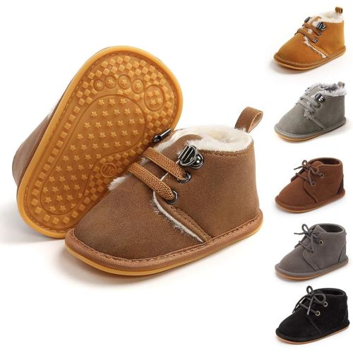 Meckior Baby Booties Newborn Infant Unisex Baby Girls Boys Velvet Rubber Anit-Slip Sole Shoes Toddler Fleece Cozy Winter Warm Prewalker Boots
