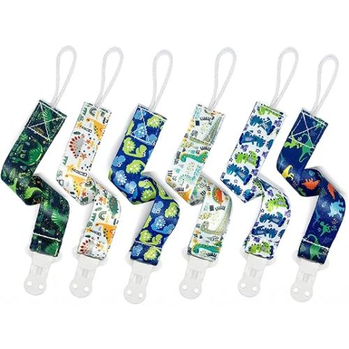 PandaEar Baby Pacifier Clips, 6 Pack Universal Holder Leash for Boys and Girls, Teething Toys Teethers