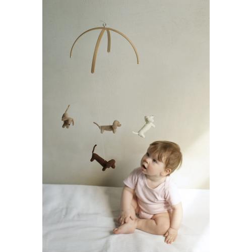 Knit Dachshund Baby Mobile: Wool Puppy Nursery Decor