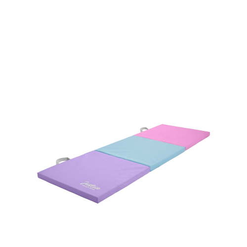 Justice 6' Three Folding Gymnastics Mat with Carry Handles, Multi Color, 1.5-inch Thickness