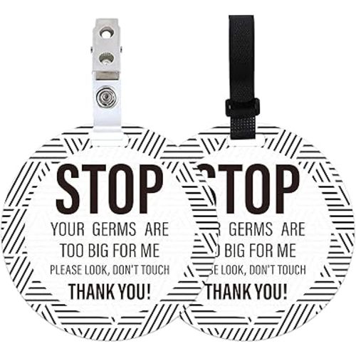 PLIGREAT 2 Pack Stop Don't Touch Baby Sign for Newborn Babys Girl Boy Please Stop Touching Baby Reminder Signage with Stroller Hanging Sign Tag, Black Line
