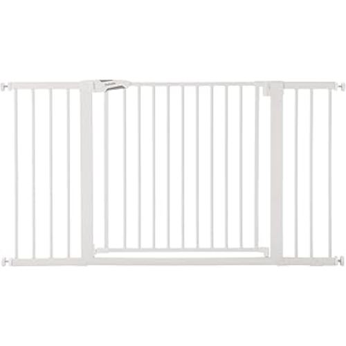 BABELIO 36-57" Extra Wide Baby/Dog Gate, Auto Close with Large Walk Thru Door,Safety for Pet, House, Stairs and Doorways, Pressure Mounted for Chlid, White