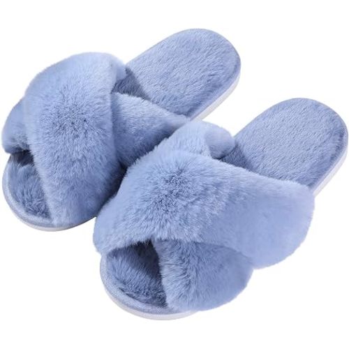 Evshine Memory Foam Fuzzy House Slippers for Women